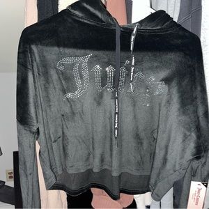 Juicy velour cropped black studded hoodie